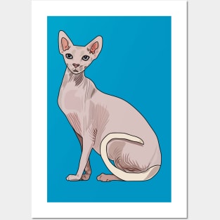 Sphynx cat cartoon illustration Posters and Art